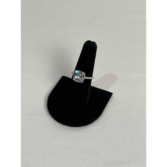Estate Jewelry Square Cushion Cut Silver Cocktail Ring Sz 7.5 - Picture 2 of 15